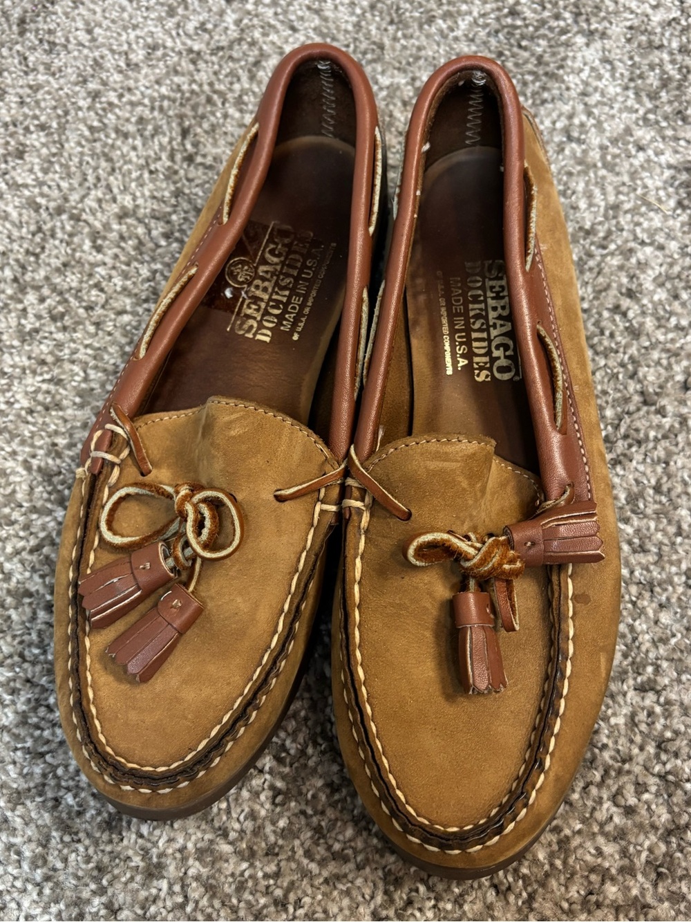 Sebago Docksiders Brown Leather Tassle Loafers 7.5